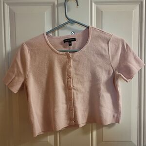 2/$10 Kendall And Kylie Baby Pink Button Up Cropped Top Size Small